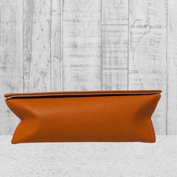 TORY Burch Sunglasses Case‎ Pebbled Leather Orange Gold Logo Authentic - Picture 3 of 5